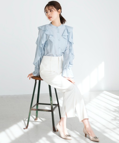 MISCH MASCH(ミッシュマッシュ)の「■2024春夏新作■パール付きストレートパンツ/MM417301(スラックス・レディース・ピンク/ブラック/アイボリー・S/M)」の4枚目の写真