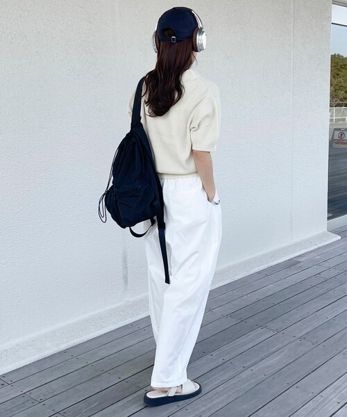 fredy emue（フレディエミュ）の「【GEVACO】コットンすかし編みニットポロシャツ（ニット/セーター・レディース・ミント/ネイビー/グレイッシュベージュ/アイボリー・38）」の9枚目の写真