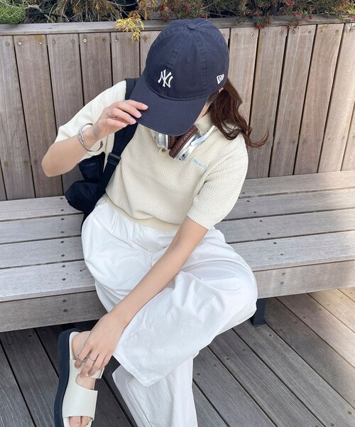 fredy emue（フレディエミュ）の「【GEVACO】コットンすかし編みニットポロシャツ（ニット/セーター・レディース・ミント/ネイビー/グレイッシュベージュ/アイボリー・38）」の11枚目の写真