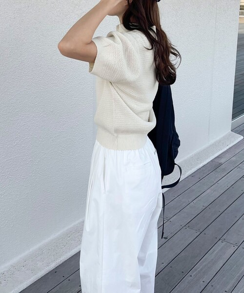 fredy emue（フレディエミュ）の「【GEVACO】コットンすかし編みニットポロシャツ（ニット/セーター・レディース・ミント/ネイビー/グレイッシュベージュ/アイボリー・38）」の14枚目の写真