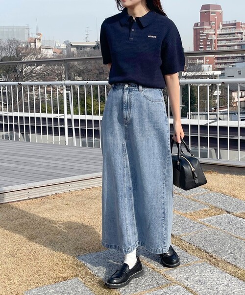 fredy emue（フレディエミュ）の「【GEVACO】コットンすかし編みニットポロシャツ（ニット/セーター・レディース・ミント/ネイビー/グレイッシュベージュ/アイボリー・38）」の17枚目の写真