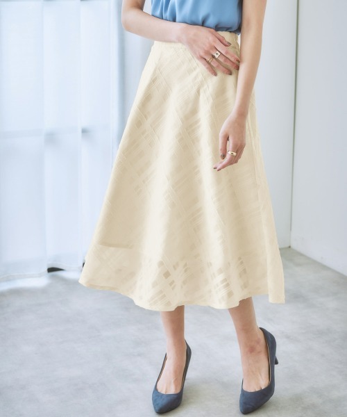 7days Life Styling(セブンデイズライフスタイリング)の「シアーチェックフレアスカート(スカート・レディース・ネイビー/ブラック/アイボリー・S/M/L/LL)」の8枚目の写真