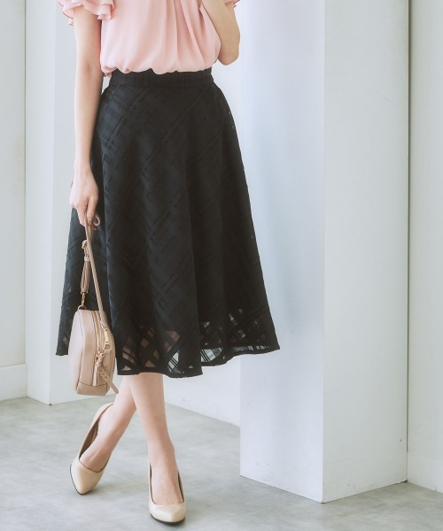 7days Life Styling(セブンデイズライフスタイリング)の「シアーチェックフレアスカート(スカート・レディース・ネイビー/ブラック/アイボリー・S/M/L/LL)」の16枚目の写真
