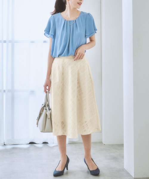 7days Life Styling(セブンデイズライフスタイリング)の「シアーチェックフレアスカート(スカート・レディース・ネイビー/ブラック/アイボリー・S/M/L/LL)」の9枚目の写真