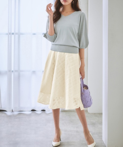 7days Life Styling(セブンデイズライフスタイリング)の「シアーチェックフレアスカート(スカート・レディース・ネイビー/ブラック/アイボリー・S/M/L/LL)」の13枚目の写真