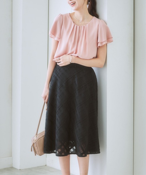 7days Life Styling(セブンデイズライフスタイリング)の「シアーチェックフレアスカート(スカート・レディース・ネイビー/ブラック/アイボリー・S/M/L/LL)」の17枚目の写真