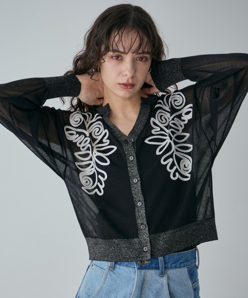 ROSE BUD(ローズバッド)の「エンブロイダリーシアーカーディガン(カーディガン/ボレロ・レディース・ホワイト系その他/グリーン/ブラック・FREE)」の21枚目の写真