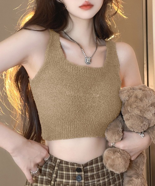 Miniministore(ミニミニストア)の「ニットタンクトップカップ付き ボアキャミ(タンクトップ・レディース・ブラック系1/アイボリー系1/ブラック系/ブルー系/ブルー系1/ブラウン系1/グレー系/アイボリー系/レッド系/ブラウン系/レッド系1/グレー系1・L/M)」の5枚目の写真