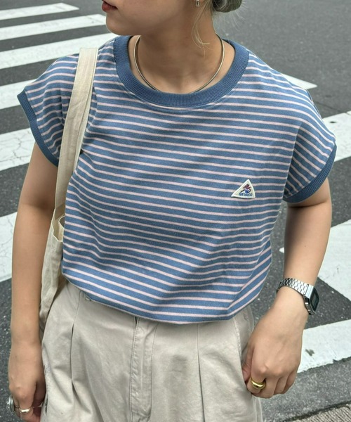 GEVACO（ゲバコ）の「【GEVACO / ゲバコ】ボーダーノースリーブTee（Tシャツ/カットソー・レディース・パープル/グレー/サックスブルー/ライム/アイボリー・ONE SIZE）」の4枚目の写真