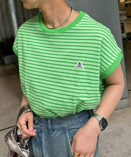 GEVACO（ゲバコ）の「【GEVACO / ゲバコ】ボーダーノースリーブTee（Tシャツ/カットソー・レディース・パープル/グレー/サックスブルー/ライム/アイボリー・ONE SIZE）」の3枚目の写真