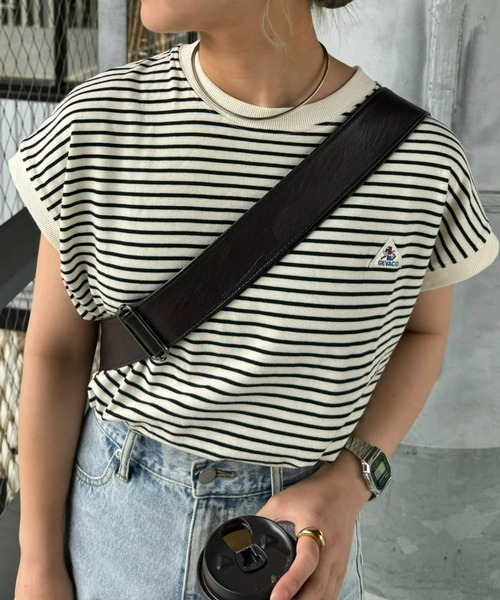 GEVACO（ゲバコ）の「【GEVACO / ゲバコ】ボーダーノースリーブTee（Tシャツ/カットソー・レディース・パープル/グレー/サックスブルー/ライム/アイボリー・ONE SIZE）」の2枚目の写真