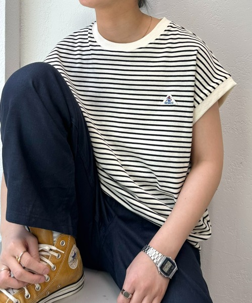 GEVACO（ゲバコ）の「【GEVACO / ゲバコ】ボーダーノースリーブTee（Tシャツ/カットソー・レディース・パープル/グレー/サックスブルー/ライム/アイボリー・ONE SIZE）」の9枚目の写真