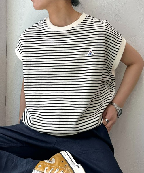 GEVACO（ゲバコ）の「【GEVACO / ゲバコ】ボーダーノースリーブTee（Tシャツ/カットソー・レディース・パープル/グレー/サックスブルー/ライム/アイボリー・ONE SIZE）」の8枚目の写真