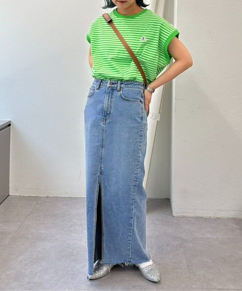 GEVACO（ゲバコ）の「【GEVACO / ゲバコ】ボーダーノースリーブTee（Tシャツ/カットソー・レディース・パープル/グレー/サックスブルー/ライム/アイボリー・ONE SIZE）」の19枚目の写真