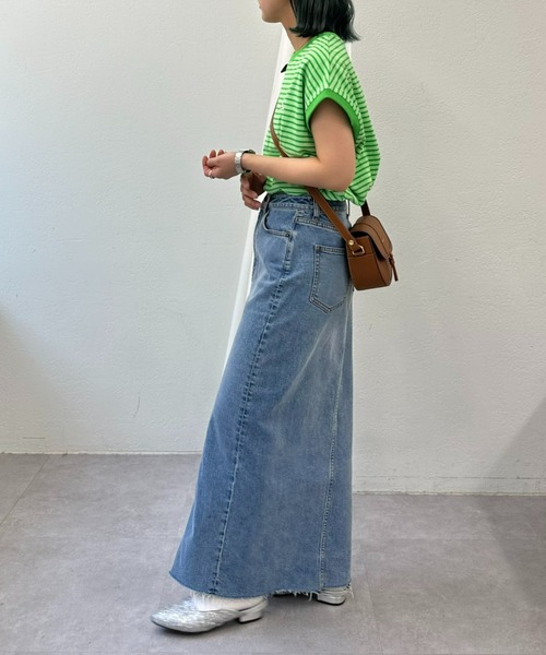 GEVACO（ゲバコ）の「【GEVACO / ゲバコ】ボーダーノースリーブTee（Tシャツ/カットソー・レディース・パープル/グレー/サックスブルー/ライム/アイボリー・ONE SIZE）」の18枚目の写真