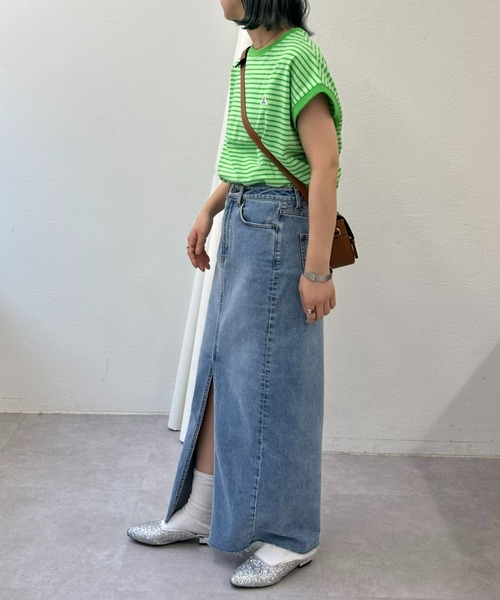 GEVACO（ゲバコ）の「【GEVACO / ゲバコ】ボーダーノースリーブTee（Tシャツ/カットソー・レディース・パープル/グレー/サックスブルー/ライム/アイボリー・ONE SIZE）」の17枚目の写真