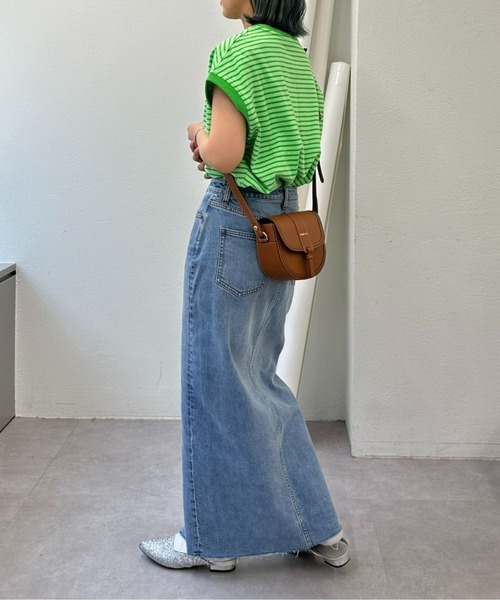 GEVACO（ゲバコ）の「【GEVACO / ゲバコ】ボーダーノースリーブTee（Tシャツ/カットソー・レディース・パープル/グレー/サックスブルー/ライム/アイボリー・ONE SIZE）」の16枚目の写真