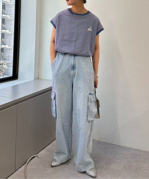 GEVACO（ゲバコ）の「【GEVACO / ゲバコ】ボーダーノースリーブTee（Tシャツ/カットソー・レディース・パープル/グレー/サックスブルー/ライム/アイボリー・ONE SIZE）」の15枚目の写真