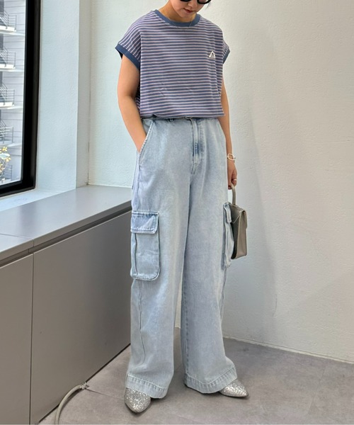 GEVACO（ゲバコ）の「【GEVACO / ゲバコ】ボーダーノースリーブTee（Tシャツ/カットソー・レディース・パープル/グレー/サックスブルー/ライム/アイボリー・ONE SIZE）」の14枚目の写真