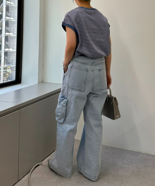 GEVACO（ゲバコ）の「【GEVACO / ゲバコ】ボーダーノースリーブTee（Tシャツ/カットソー・レディース・パープル/グレー/サックスブルー/ライム/アイボリー・ONE SIZE）」の11枚目の写真