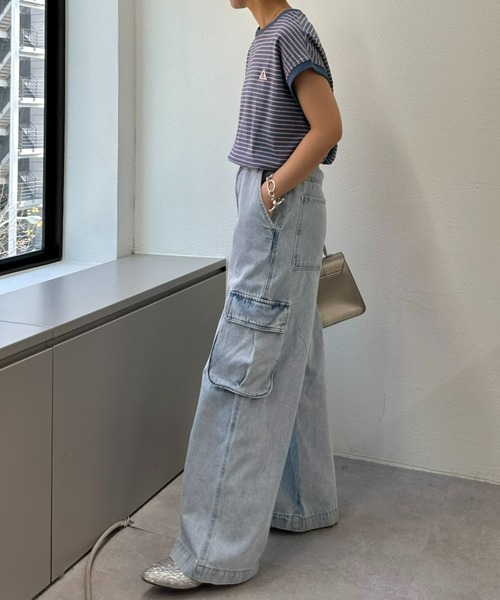 GEVACO（ゲバコ）の「【GEVACO / ゲバコ】ボーダーノースリーブTee（Tシャツ/カットソー・レディース・パープル/グレー/サックスブルー/ライム/アイボリー・ONE SIZE）」の13枚目の写真