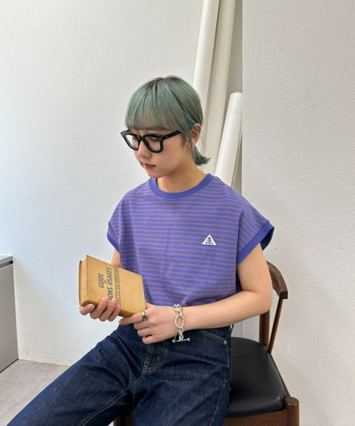 GEVACO（ゲバコ）の「【GEVACO / ゲバコ】ボーダーノースリーブTee（Tシャツ/カットソー・レディース・パープル/グレー/サックスブルー/ライム/アイボリー・ONE SIZE）」の10枚目の写真