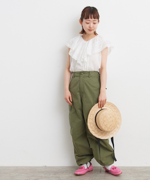 Dot＆Stripes CHILD WOMAN（ドットアンドストライプス　チャイルドウーマン）の「☆80ボイルレース ケープカラーノースリーブブラウス（シャツ/ブラウス・レディース・ホワイト/ピンク/ブラック・FREE）」の13枚目の写真
