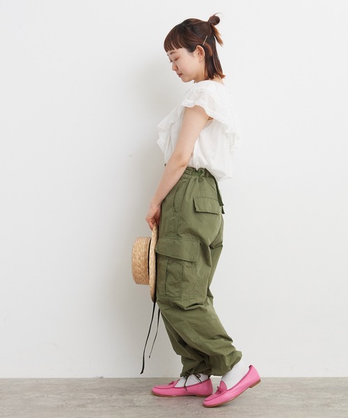 Dot＆Stripes CHILD WOMAN（ドットアンドストライプス　チャイルドウーマン）の「☆80ボイルレース ケープカラーノースリーブブラウス（シャツ/ブラウス・レディース・ホワイト/ピンク/ブラック・FREE）」の14枚目の写真