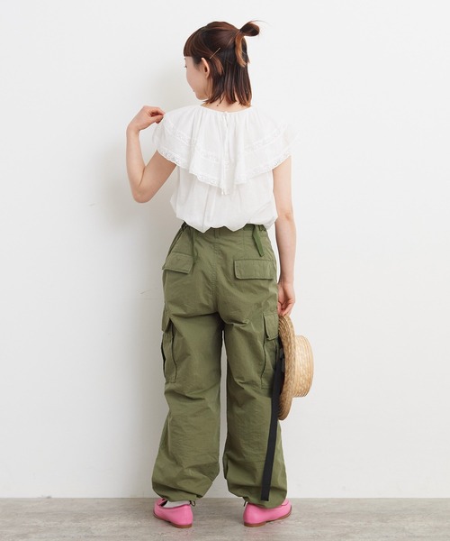 Dot＆Stripes CHILD WOMAN（ドットアンドストライプス　チャイルドウーマン）の「☆80ボイルレース ケープカラーノースリーブブラウス（シャツ/ブラウス・レディース・ホワイト/ピンク/ブラック・FREE）」の15枚目の写真