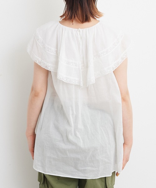 Dot＆Stripes CHILD WOMAN（ドットアンドストライプス　チャイルドウーマン）の「☆80ボイルレース ケープカラーノースリーブブラウス（シャツ/ブラウス・レディース・ホワイト/ピンク/ブラック・FREE）」の18枚目の写真