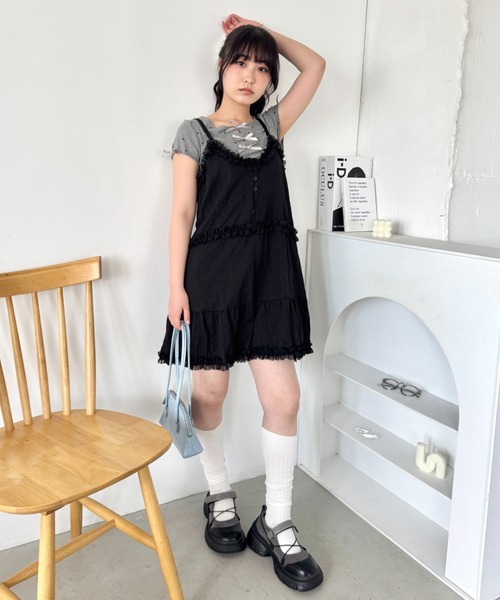 セール】コットンガーゼフリルキャミワンピース（ワンピース