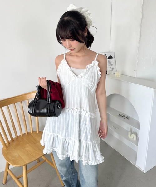 セール】コットンガーゼフリルキャミワンピース（ワンピース）｜Loueme