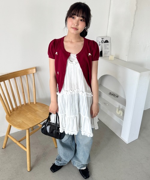 Loueme(ルエム)の「コットンガーゼフリルキャミワンピース(ワンピース・レディース・ブラック/ホワイト・FREE)」の7枚目の写真