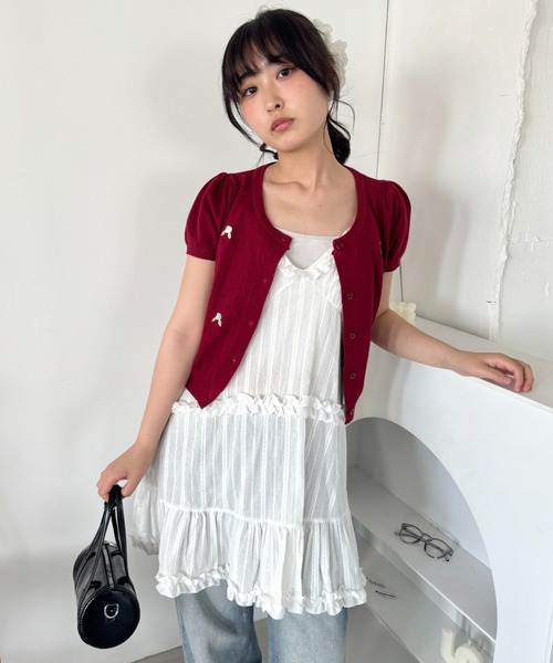 Loueme(ルエム)の「コットンガーゼフリルキャミワンピース(ワンピース・レディース・ブラック/ホワイト・FREE)」の4枚目の写真