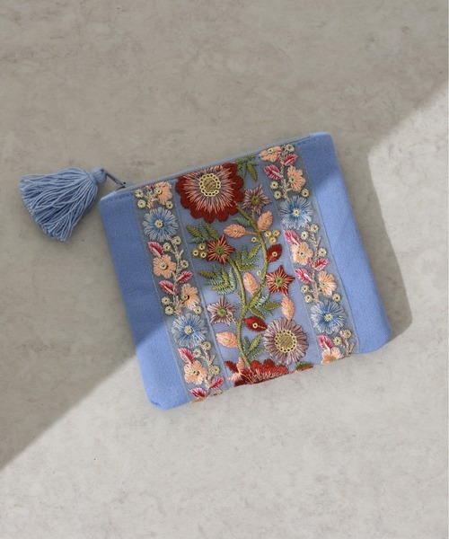 インド刺しゅうリボンポーチ（ポーチ）｜emesuelee（エメスーリー）の