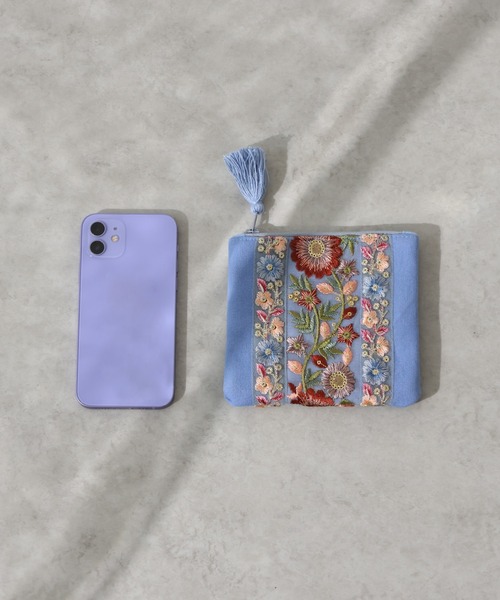 セール】インド刺しゅうリボンポーチ（ポーチ）｜emesuelee