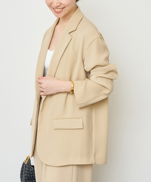 ドゥーズィエムクラス　リネンカラーレスブレザー　ブラウン　22SS ドゥーズィエムクラスリネンカラーレスブレザーブラウン22SS