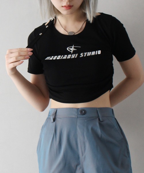 セール】メタリックロゴホルターショートスリーブ（Tシャツ