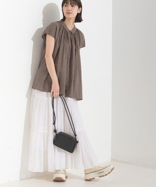 OMNES(オムネス)の「コットンボイルティアードロングスカート(スカート・レディース・ホワイト/ブラック/ベージュ/ブルー/グリーン/マスタード・FREE)」の16枚目の写真