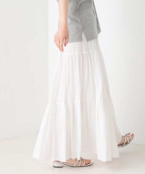 OMNES(オムネス)の「コットンボイルティアードロングスカート(スカート・レディース・ホワイト/ブラック/ベージュ/ブルー/グリーン/マスタード・FREE)」の18枚目の写真
