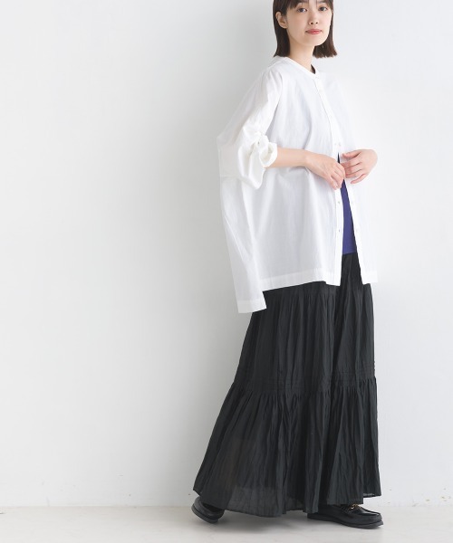 OMNES(オムネス)の「コットンボイルティアードロングスカート(スカート・レディース・ホワイト/ブラック/ベージュ/ブルー/グリーン/マスタード・FREE)」の19枚目の写真