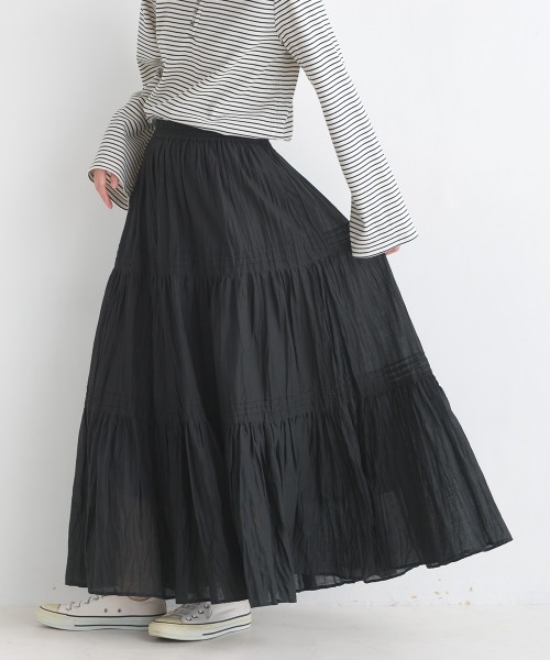 OMNES(オムネス)の「コットンボイルティアードロングスカート(スカート・レディース・ホワイト/ブラック/ベージュ/ブルー/グリーン/マスタード・FREE)」の20枚目の写真