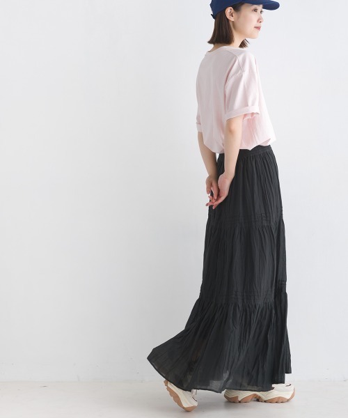 OMNES(オムネス)の「コットンボイルティアードロングスカート(スカート・レディース・ホワイト/ブラック/ベージュ/ブルー/グリーン/マスタード・FREE)」の21枚目の写真