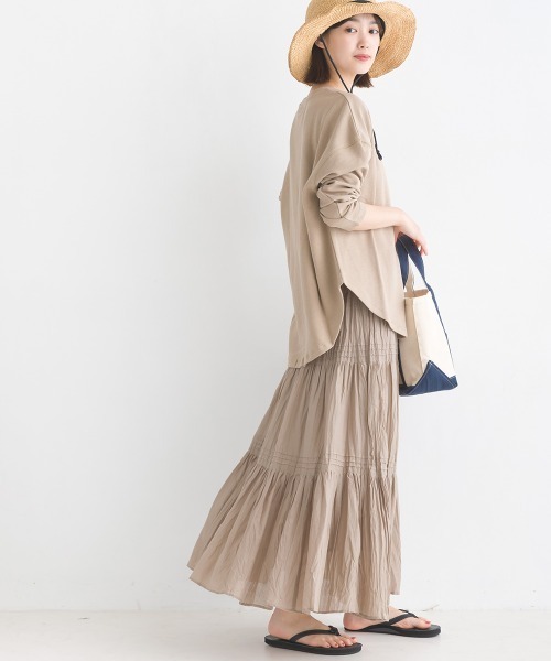 美品✨アニュアンス コットンボイル ティアード スカート フリーサイズ アニュアンス anuans コットンボイルティアードスカート （KHAKI