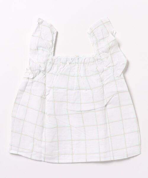 BENETTON (UNITED COLORS OF BENETTON)（ベネトンユナイテッドカラーズオブベネトン）の「キッズリネンコットンフリル袖総柄ブラウストップス・シャツG（シャツ/ブラウス・キッズ・ミント/ピンク/オフホワイト・SMALL/MEDIUM/LARGE/X-LARGE）」の4枚目の写真