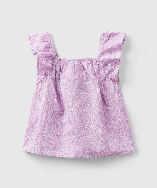 BENETTON (UNITED COLORS OF BENETTON)（ベネトンユナイテッドカラーズオブベネトン）の「キッズリネンコットンフリル袖総柄ブラウストップス・シャツG（シャツ/ブラウス・キッズ・ミント/ピンク/オフホワイト・SMALL/MEDIUM/LARGE/X-LARGE）」の9枚目の写真