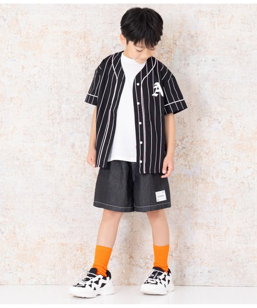 ANAP kids（アナップキッズ）の「ベースボール風半袖シャツ（シャツ/ブラウス・キッズ・ブラック/ライトブルー・110cm/120cm/130cm）」の9枚目の写真