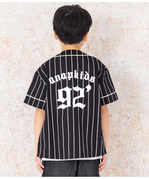 ANAP kids（アナップキッズ）の「ベースボール風半袖シャツ（シャツ/ブラウス・キッズ・ブラック/ライトブルー・110cm/120cm/130cm）」の8枚目の写真