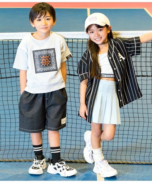 ANAP kids（アナップキッズ）の「ベースボール風半袖シャツ（シャツ/ブラウス・キッズ・ブラック/ライトブルー・110cm/120cm/130cm）」の4枚目の写真