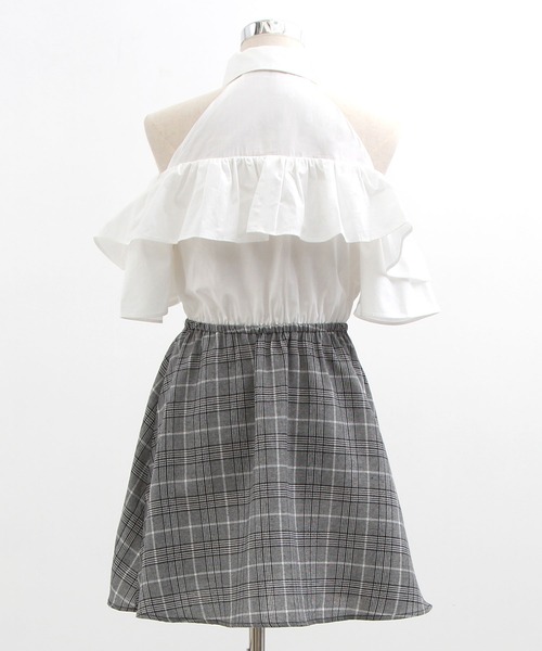 フリル袖フレアミニワンピース（シャツワンピース）｜Diable baiser（ディアブルベーゼ）